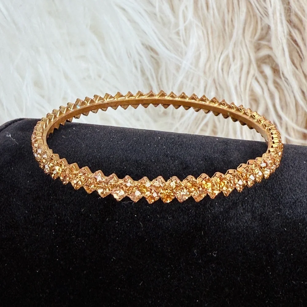 Vintage Amber Colored Crystal Stacking Bangle Bracelet